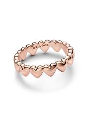 Row of Hearts Ring - 14k rose gold plating