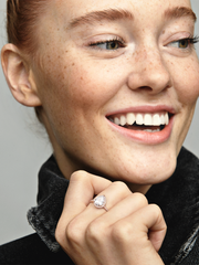 Sparkling Teardrop Halo Ring - 14k rose gold plating