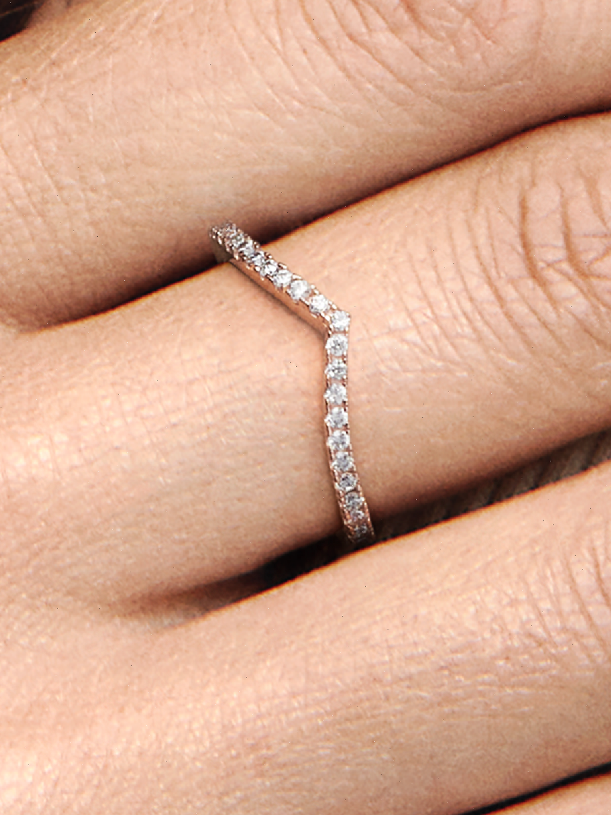 Sparkling Wishbone Ring - 14k rose gold plating