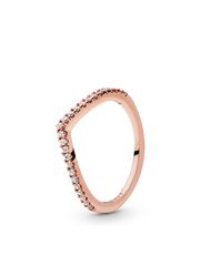 Sparkling Wishbone Ring - 14k rose gold plating