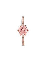 Pink Sparkling Crown Solitaire Ring - 14k rose gold plating
