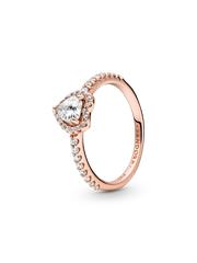 Sparkling Elevated Heart Ring - 14k rose gold plating