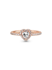 Sparkling Elevated Heart Ring - 14k rose gold plating