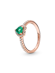 Sparkling Elevated Heart Ring - 14k rose gold plating