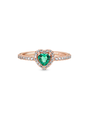Sparkling Elevated Heart Ring - 14k rose gold plating