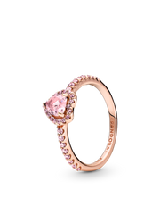 Sparkling Elevated Heart Ring - 14k rose gold plating