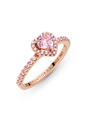 Sparkling Elevated Heart Ring - 14k rose gold plating