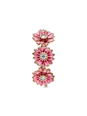 FINAL SALE - Pink Daisy Flower Trio Ring - 14k rose gold plating
