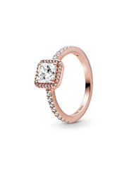 Square Sparkle Halo Ring - 14k rose gold plating