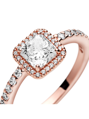 Square Sparkle Halo Ring - 14k rose gold plating