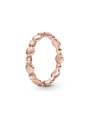 FINAL SALE - Sparkling Seashell Band Ring - 14k rose gold plating