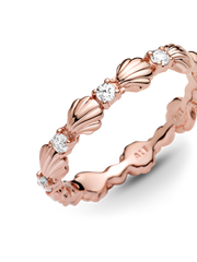 FINAL SALE - Sparkling Seashell Band Ring - 14k rose gold plating