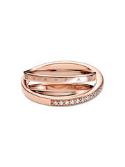 Crossover Pavé Triple Band Ring - 14k rose gold plating