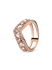 FINAL SALE - Sparkling Marquise Double Wishbone Ring - 14k rose gold plating