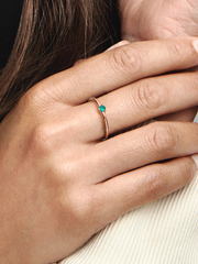 FINAL SALE - Green Solitaire Ring - 14k rose gold plating
