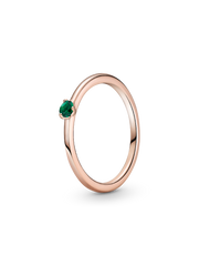 FINAL SALE - Green Solitaire Ring - 14k rose gold plating