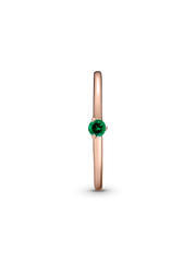 FINAL SALE - Green Solitaire Ring - 14k rose gold plating