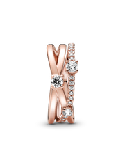 FINAL SALE - Sparkling Triple Band Ring - 14k rose gold plating