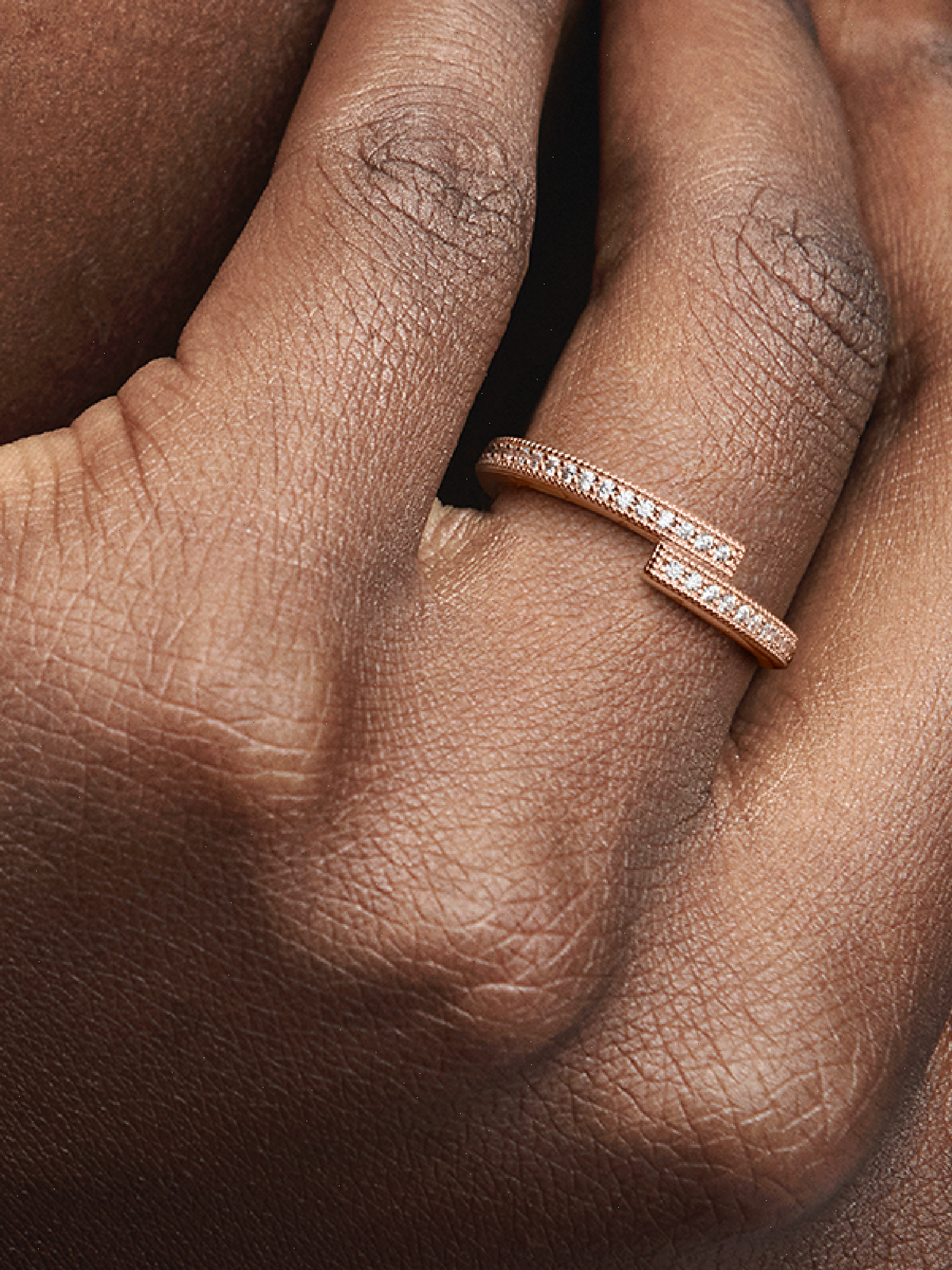 FINAL SALE - Sparkling Overlapping Ring - 14k rose gold plating