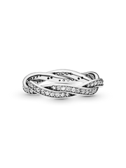 Sparkling Twisted Lines Ring - Sterling silver