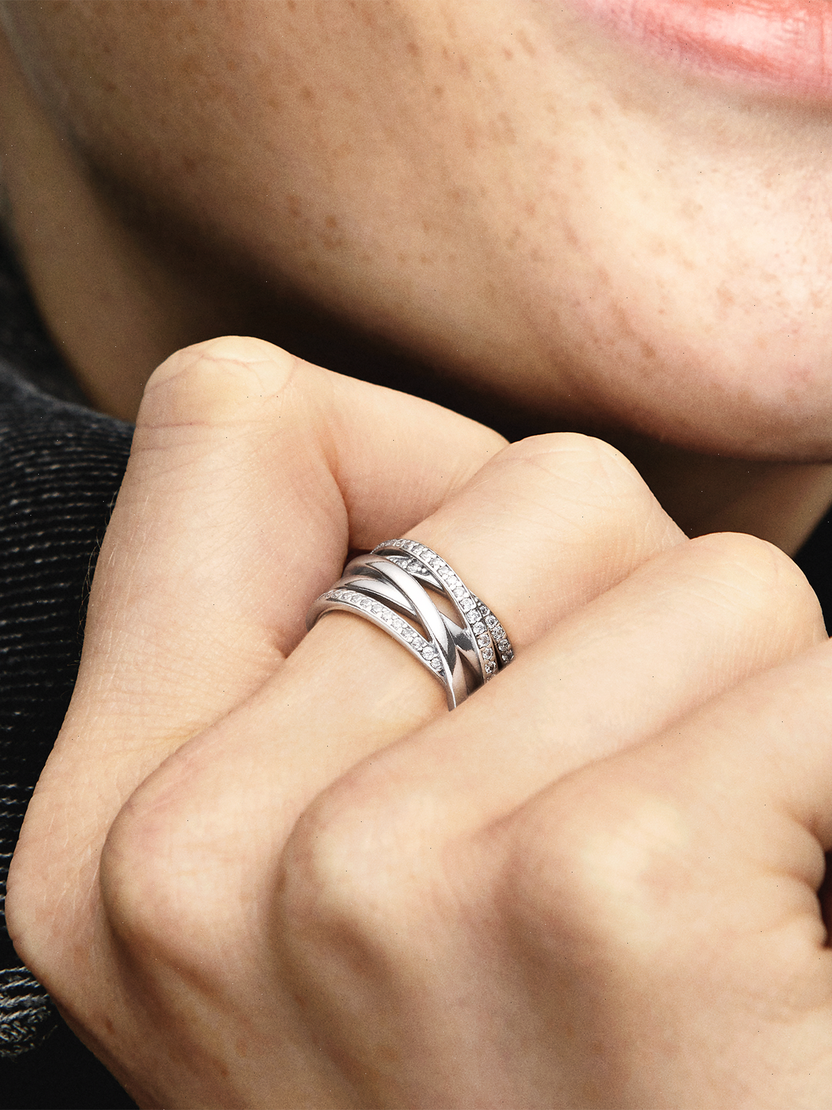 Sparkling & Polished Lines Ring - Sterling silver