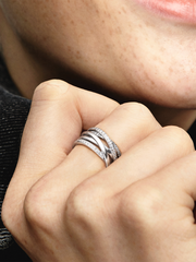 Sparkling & Polished Lines Ring - Sterling silver