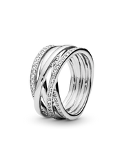 Sparkling & Polished Lines Ring - Sterling silver