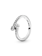 Two Sparkling Hearts Ring - Sterling silver