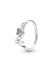 Mom Pavé Heart Ring - Sterling silver