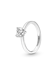 Sparkling Heart Solitaire Ring - Sterling silver