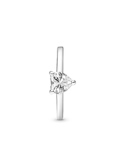 Sparkling Heart Solitaire Ring - Sterling silver