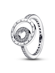 FINAL SALE - Pandora Signature Logo Circles Pavé Ring - Sterling silver