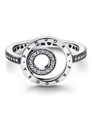 FINAL SALE - Pandora Signature Logo Circles Pavé Ring - Sterling silver