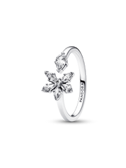 FINAL SALE - Sparkling Herbarium Cluster Open Ring - Sterling silver