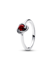 January Red Eternity Circle Ring - Sterling silver