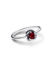 January Red Eternity Circle Ring - Sterling silver