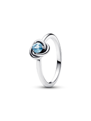 March Sea Aqua Blue Eternity Circle Ring - Sterling silver