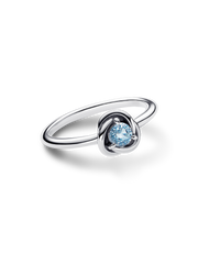 March Sea Aqua Blue Eternity Circle Ring - Sterling silver