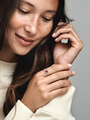 October Pink Eternity Circle Ring - Sterling silver