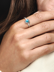 December Turquoise Blue Eternity Circle Ring - Sterling silver
