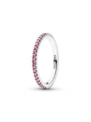 Sparkling Pink Band Ring - Sterling silver