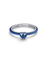 Blue Chakra Heart Ring - Sterling silver
