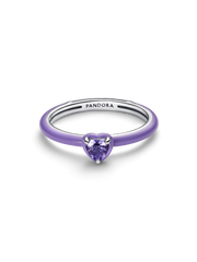 Purple Chakra Heart Ring - Sterling silver