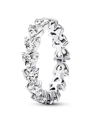 Band of Clear Hearts Ring - Sterling silver