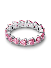 FINAL SALE - Band of Pink Hearts Ring - Sterling silver