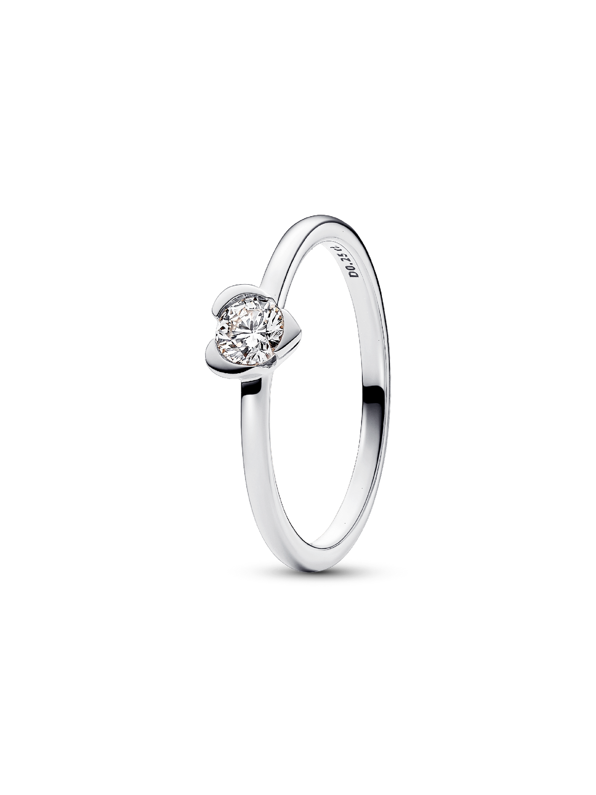 Pandora Talisman Sterling Silver Lab-grown Diamond Heart Ring - 0.25 ct TW, Sterling silver