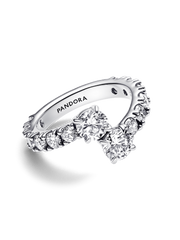 FINAL SALE - Sparkling Overlapping Band Ring - Sterling silver