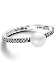 FINAL SALE - Treated Freshwater Cultured Pearl & Pavé Ring - Sterling silver