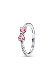 Sparkling Pink Bow Ring - Sterling silver