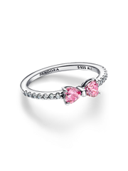 Sparkling Pink Bow Ring - Sterling silver